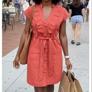Anthro’s tabitha belted ruffle button jacket